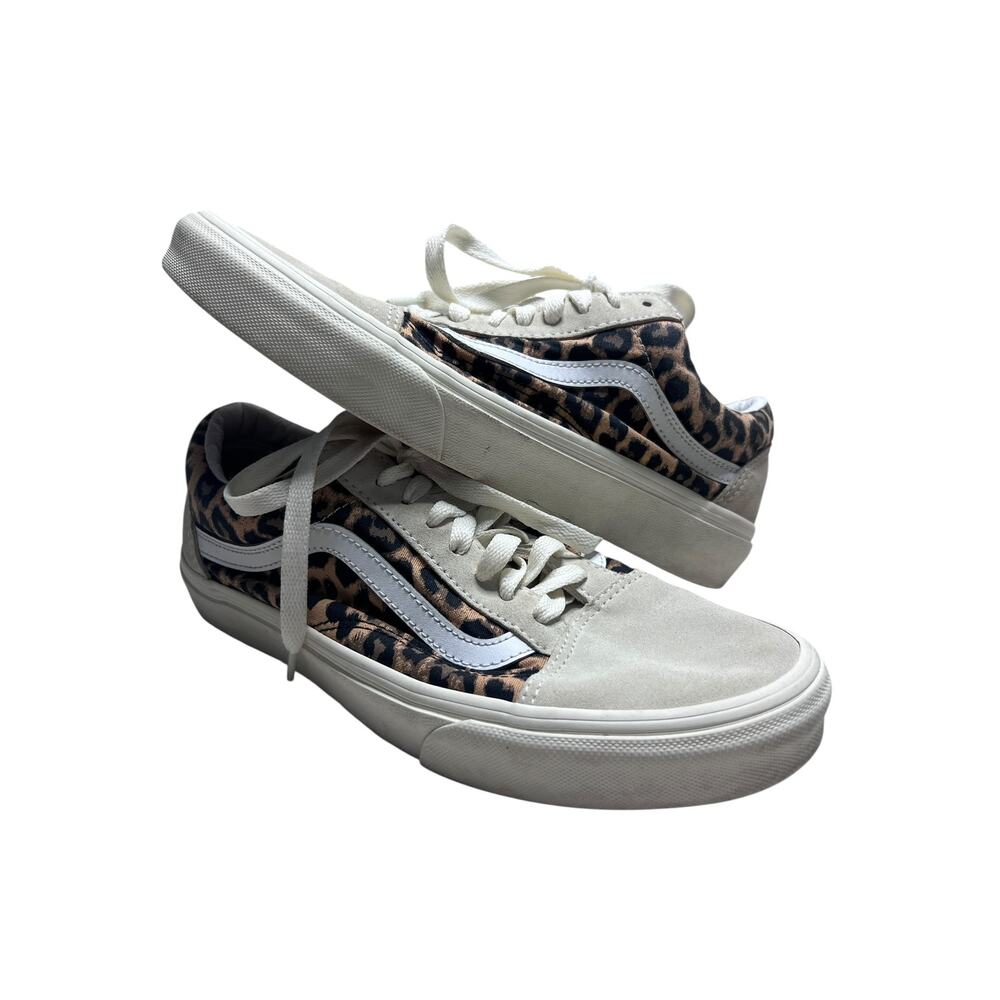 Vans Old School Custom Leopard Canvas & White Leather Low
